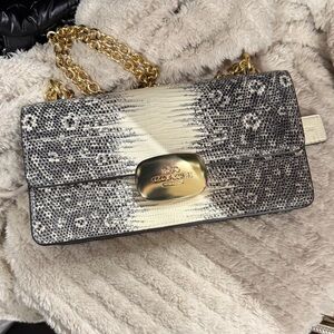 Coach Textured Black and Gold Wristlet